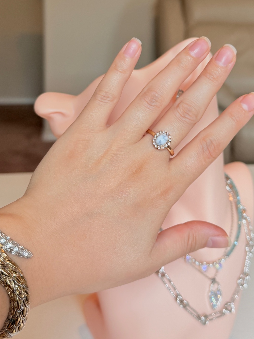 Elegant White Opal Ring